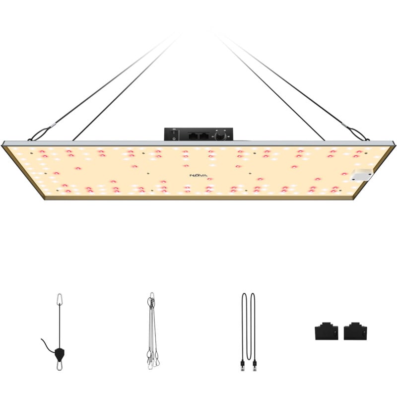 NovaGrove Pflanzenlampe LED Vollspektrum, 200W Grow Lampe für Growbox 60x120cm, Grow Light mit Dimmbar & Daisy Chain, EC20