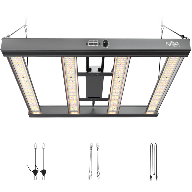 NovaGrove Pflanzenlampe LED Vollspektrum IR, 240W Grow Lampe für Growbox 90x90cm, Grow Light mit Dimmbar & Daisy Chain, PR24