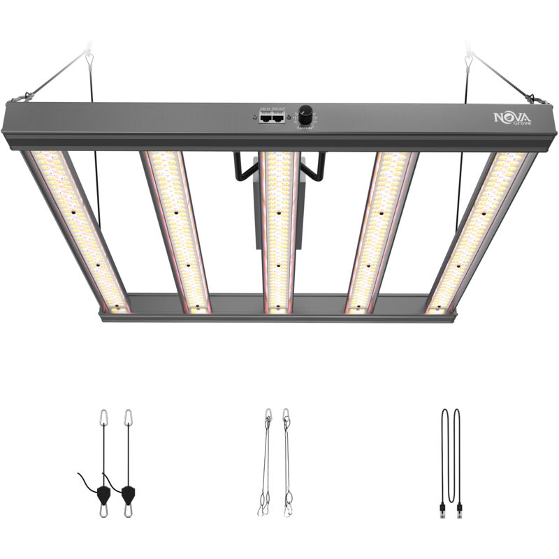 NovaGrove Pflanzenlampe LED Vollspektrum IR, 320W Grow Lampe für Growbox 90x90cm, Grow Light mit Dimmbar & Daisy Chain, PR32