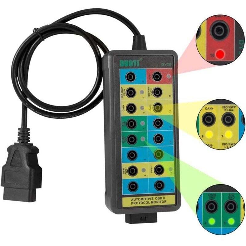OBD2 Breakout Box 16 Pin Diagnosetool obdii Protokolldetektor Kommunikationserkennung/Diagnose/Programmierung/Codierung Breakout Box