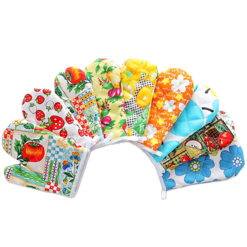 Ofen, Topflappen, Backofen-Küchenhandschuh, Backofen aus Baumwolle und Polyester, Backofen mit bedrucktem Muster, hitzebeständiger Küchenhandschuh