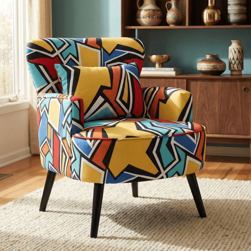 Ohrensessel HOMEMiYN – Moderner geometrischer Sessel – Gepolsterter Wohnzimmer Sessel, stabil & robust