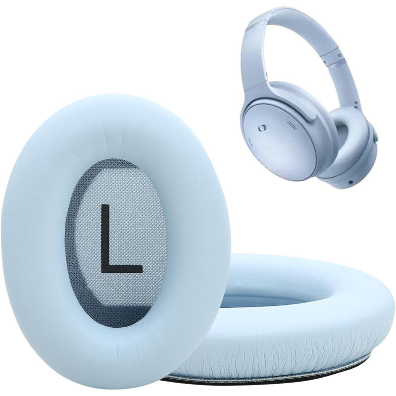 Ohrpolster für Bose QuietComfort 45, QC35, QC35ii, QC25 und QC15 Kopfhörer. Ersatz-Ohrpolster aus Proteinleder und Memory Foam (himmelblau).