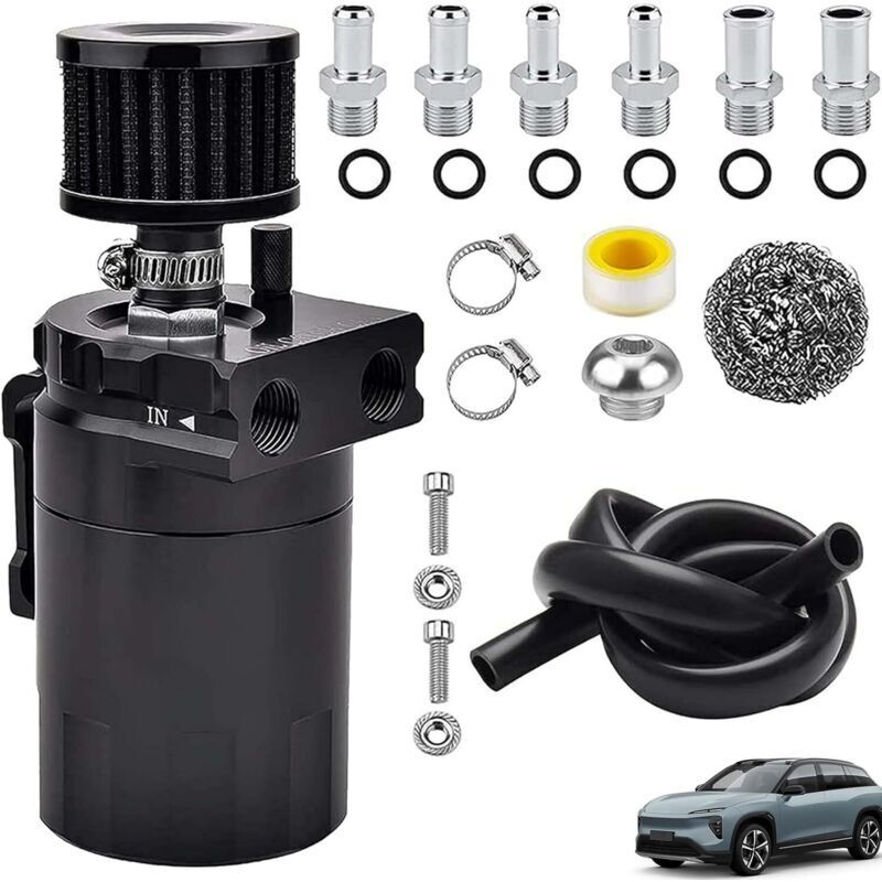 Ölabscheider für Autos, 300 ml Ölabscheider für Autos, Aluminium-Ölbehälter für Autos, universeller Ölabscheider, Motorölabscheider mit Luftfilter,
