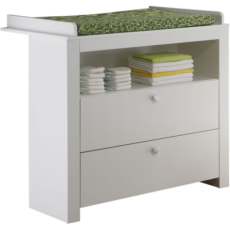Olja Wickelkommode mit 2 Schubladen und 1 Ablage, weiss.