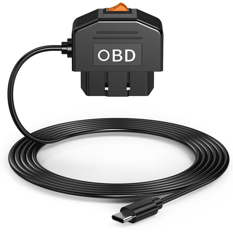 Onboard Diagnostics II Stromkabel für Dashcam, 3,5 m Typ-C-Adapter mit Schaltertaste, USB-C-Ladekabel mit 24-Stunden-Überwachungsmodus / ACC-Modus
