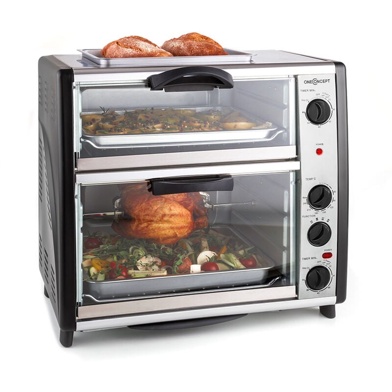 All-You-Can-Eat Doppel-Backofen - elektrischer Backofen , zwei getrennten Backräume , 42 Liter Gesamtvolumen , Grillplatte , 2400 w , einstellbare