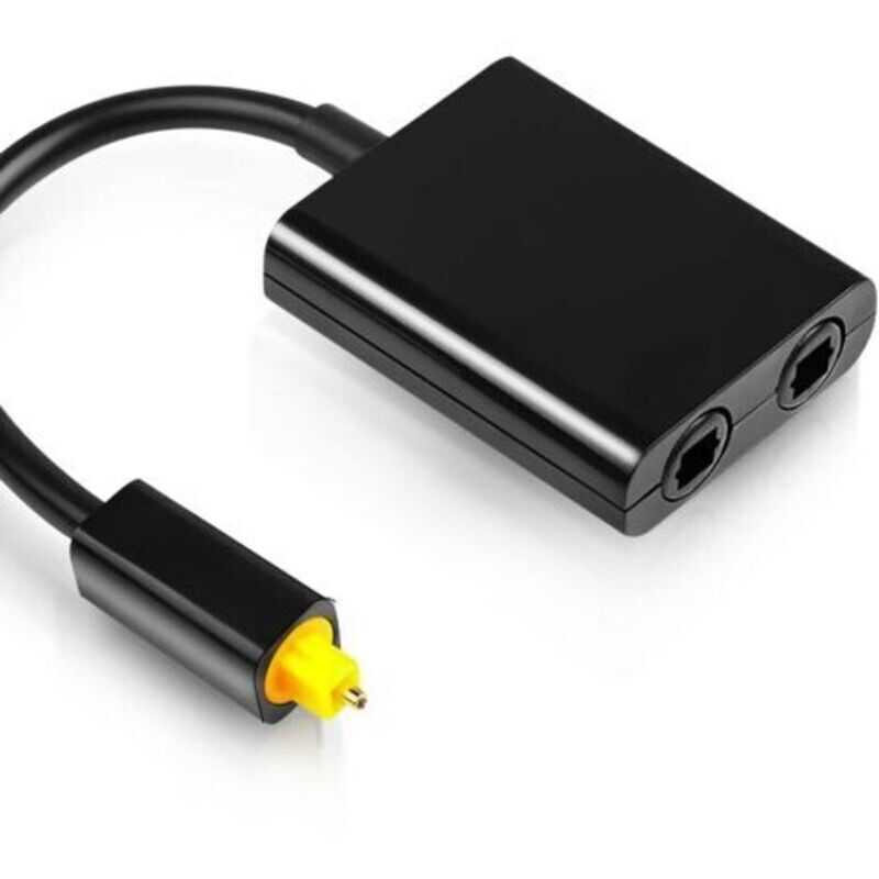 Optischer Audio-Kabelsplitter mit 1 auf 2 Ausgängen (Toslink), Glasfaseradapter, Glasfaserkonverter für CD-/DVD-Player/Digitalfernseher/PS3/Xbox 360