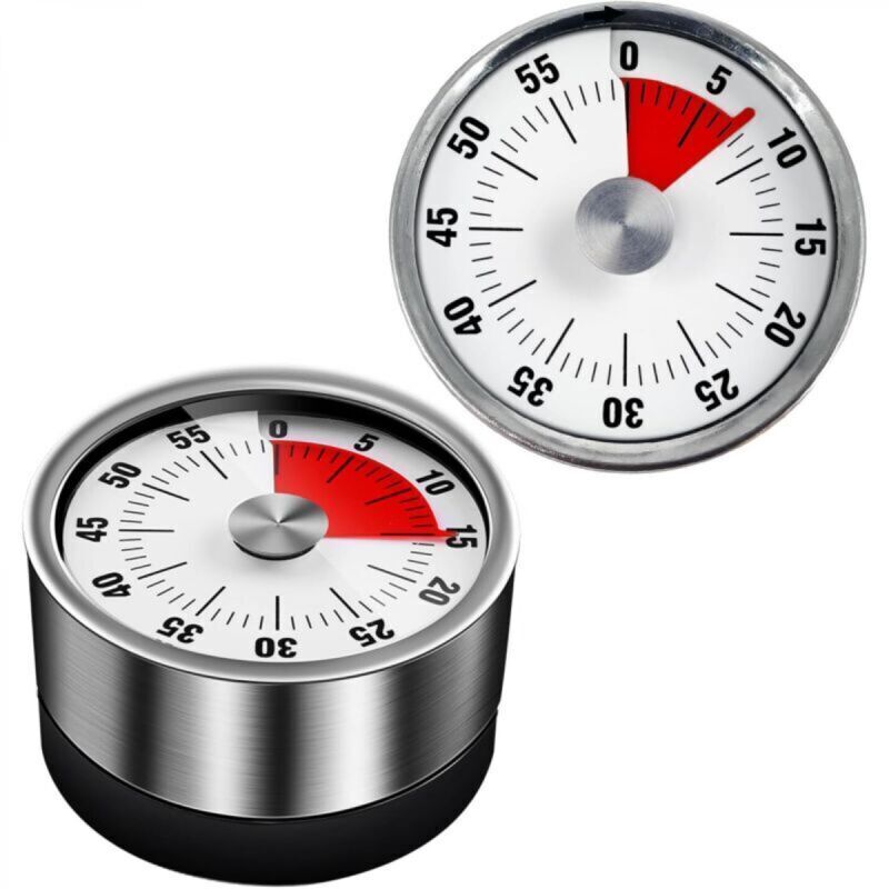 Optischer, mechanischer Magnet-Küchentimer, 60-Minuten-Countdown, Erinnerungshilfe zum Backen, Kochen, Dämpfen, Bräunen und Lernen, Weiß
