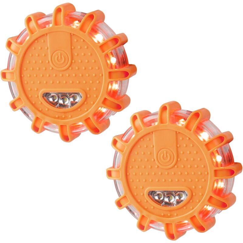 Orangefarbenes LED-Leuchtfeuer, 2 Stück LED-Leuchtfeuer, Notfallwarnlicht, Notlicht mit Magnetfuß und 9 Blinkmodi für Auto, lkw, Boot