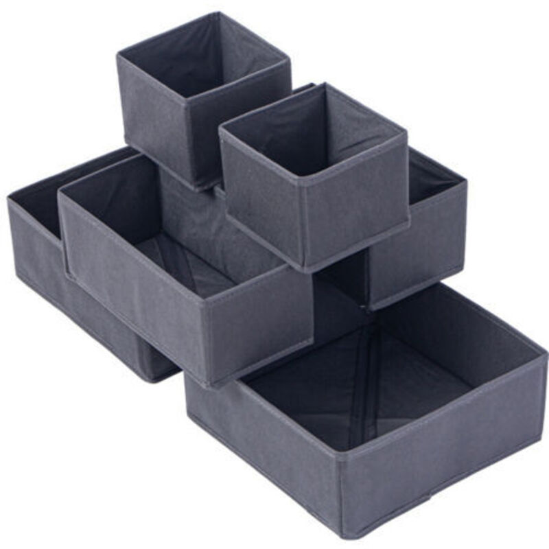 Drawer Organizer/Clothing Organizer, foldable for closet, bedroom or kitchen, set of 6, gray