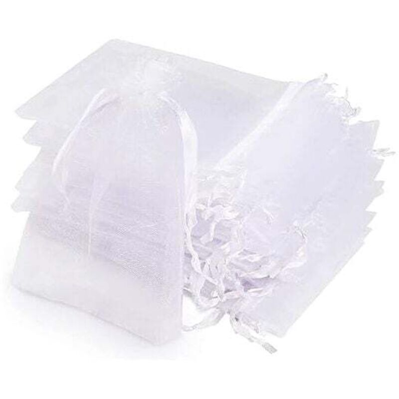 Organzabeutel, 120 transparente Beutel, 10 x 15 cm, weiße Organza-Geschenkbeutel mit Band für Weihnachtsgeschenke, Organzabeutel für Schmuck,