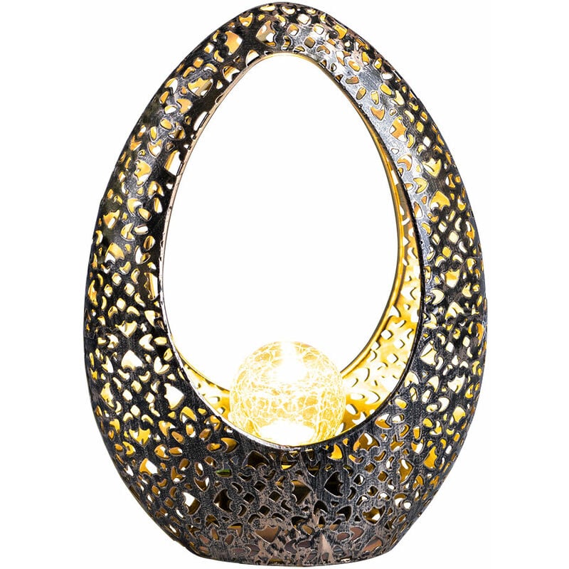 Orientalische Solarlampen für Außen Gartendeko Outdoor Balkon Deko, Dekorstanzungen Glaskugel bronze gold, 1x led warmweiß, LxH 21,5 x 27,5 cm