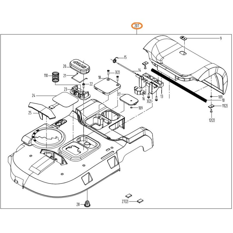 ORIGINAL WORX Mähroboter WR141E Obere Abdeckungsbaugruppe