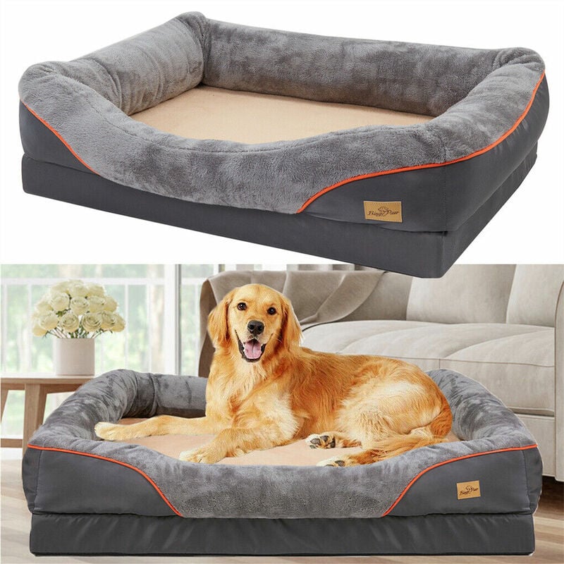 Bingo Paw - Orthopädisches Hundebett Hundekissen Haustierbett Hundekorb Tierbett Hundesofa, Bezug abnehmbar & waschbar, gelenkschonend, Grau