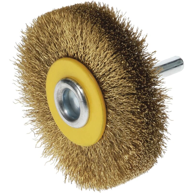 Osborn - Drahtbürste für Bohrmaschine ø 60mm Drahtbürstenaufsatz für schwer zugängliche Stellen Rundbürste mit Schaft, Messing gewellt
