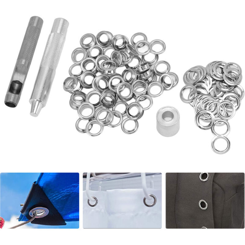 Ösenwerkzeug-Set, 100 Ringe mit Setzwerkzeugen, Lochschneider für Planen, Bastelbedarf