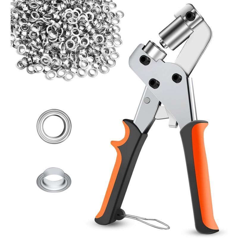 Senzange für Planen, Ösenzange mit 300 10mm Ösen, Ösenzange für Planen, Stoff, Leder, Karton, Plakate, Banner und mehr.