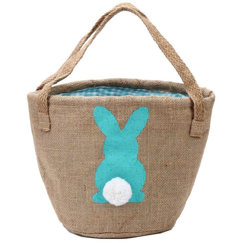 Osterkorb mit zwei Henkeln, Eierbehältern und einem flauschigen Schwanz, ideal für Kinder, Babykleidung, Süßigkeiten, Geschenke und Spielzeug.