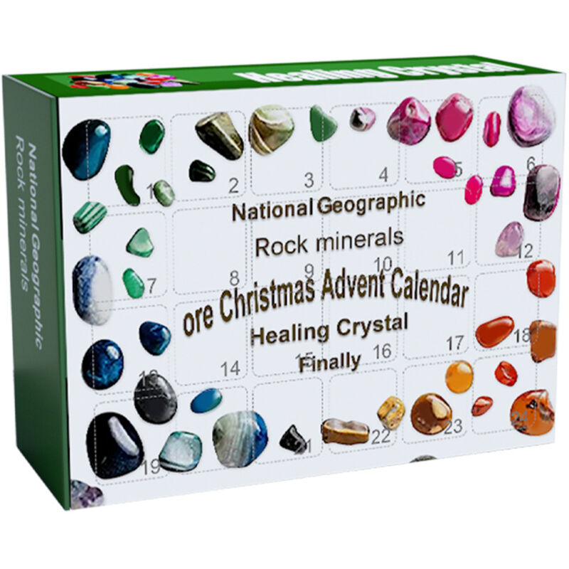 Other Weihnachtsdekoration, 24-Tage-Adventskalender, Countdown-Spielzeug für Kinder, gitterförmige Mineralien-Geschenkbox,