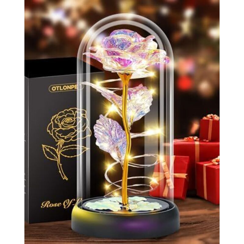 Otlonpe Blumen Geschenke für Frauen, Ewige Glas Rose Geschenke für Weihnachts Valentinstag Muttertagsgeschenk, Rosen Geburtstagsgeschenk für Frauen