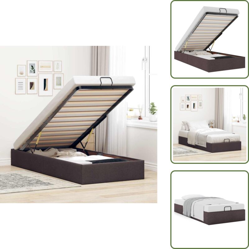 Ottoman-Bett ohne Matratze Dunkelbraun 100x200 cm Stoff - Ottoman-Bett - Ottoman-Betten - Bettrahmen - Bettgestell