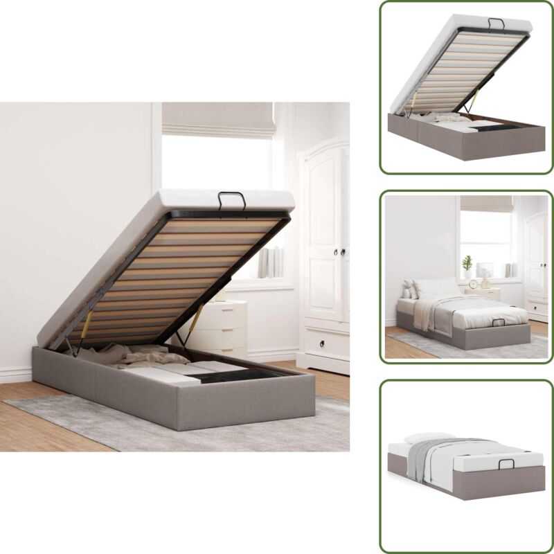 The Living Store Ottoman-Bett ohne Matratze Taupe 80x200 cm Stoff - Stauraum unter Bett
