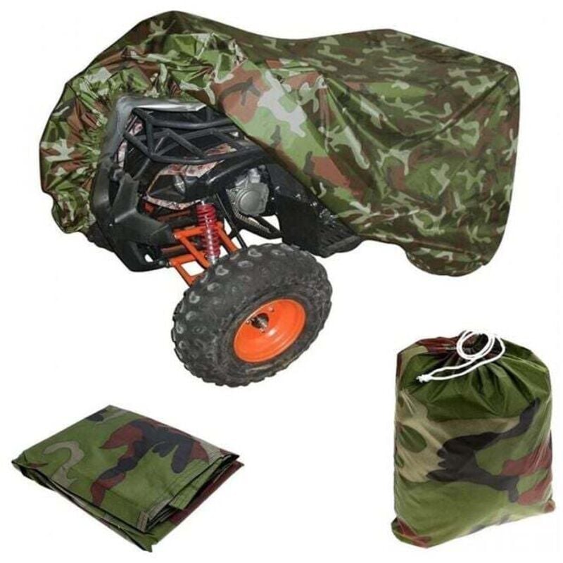 Telo di copertura per esterni 210×120×115CM Protezione per moto atv Quad Impermeabile Anti-UV Mimetico, Copertura per quad atv Copertura per bici