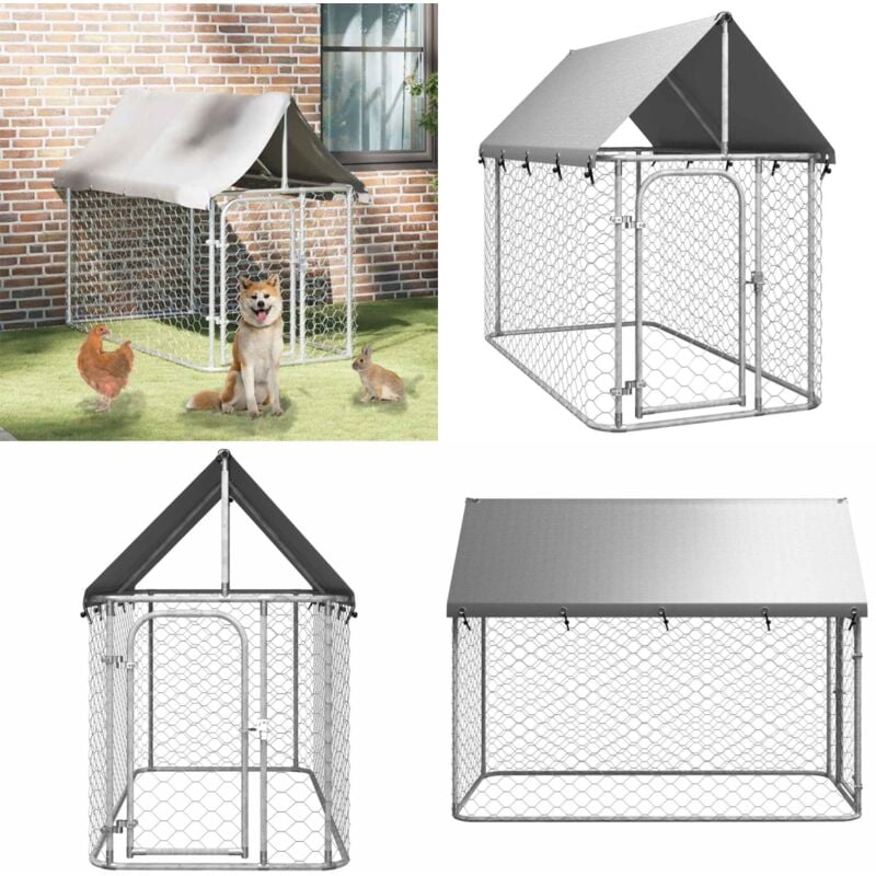 Outdoor-Hundezwinger mit Dach 200x100x150 cm - Outdoor Hundezwinger - Hundezwinger Mit Dach - Stahl Hundezwinger - Hundegarten - Hundeauslauf - Home