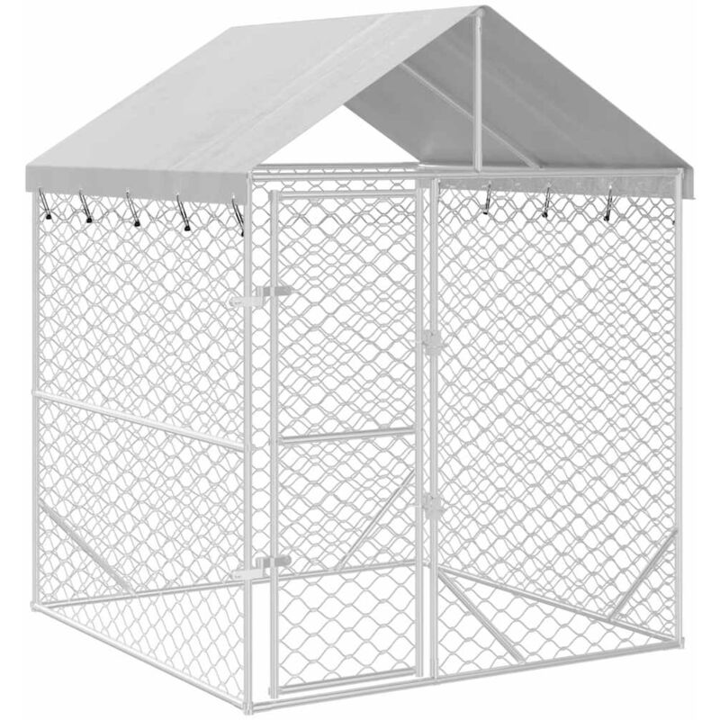 Outdoor-Hundezwinger mit Dach Silber 2x2x2,5 m Verzinkter Stahl Vidaxl