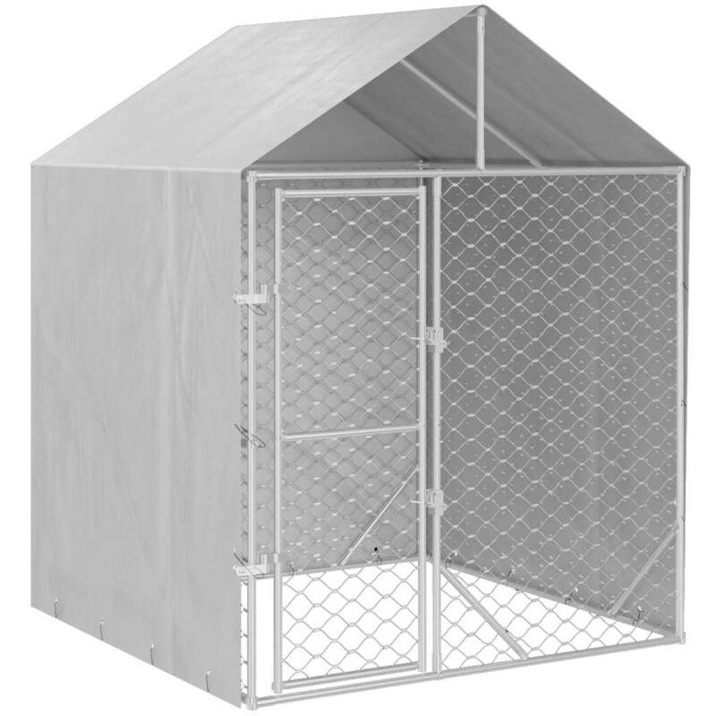 Outdoor-Hundezwinger mit Dach Silber 2x2x2,5 m Verzinkter Stahl - Vidaxl
