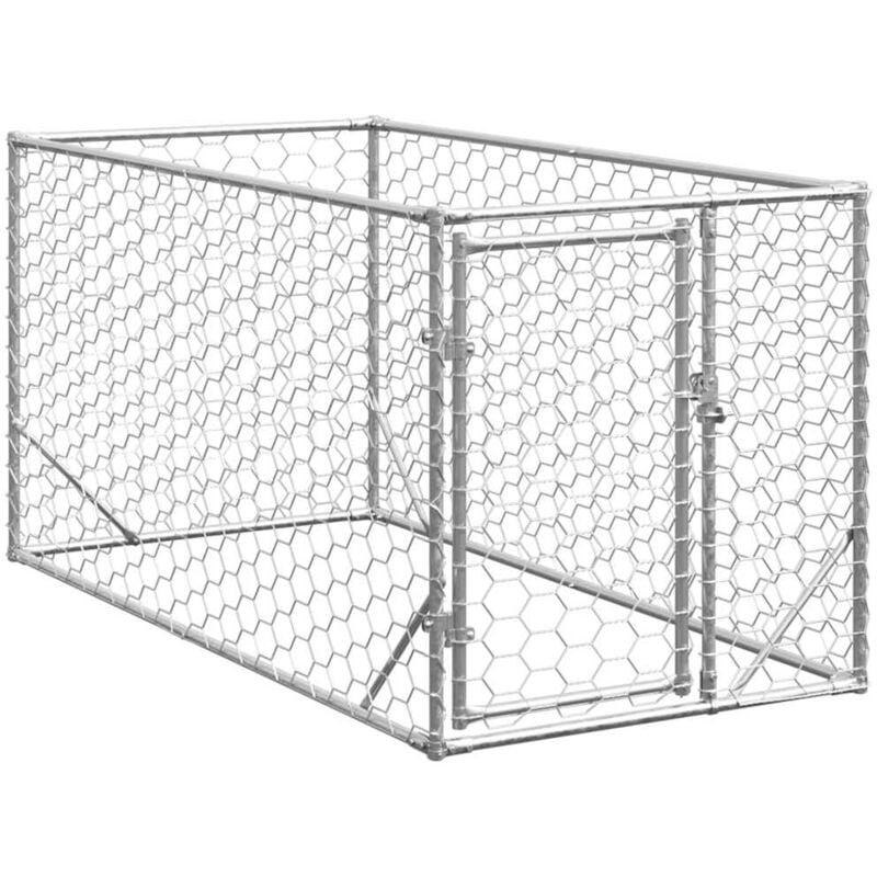 vidaXL Outdoor-Hundezwinger mit Tür 2x1x1 m Verzinkter Stahl