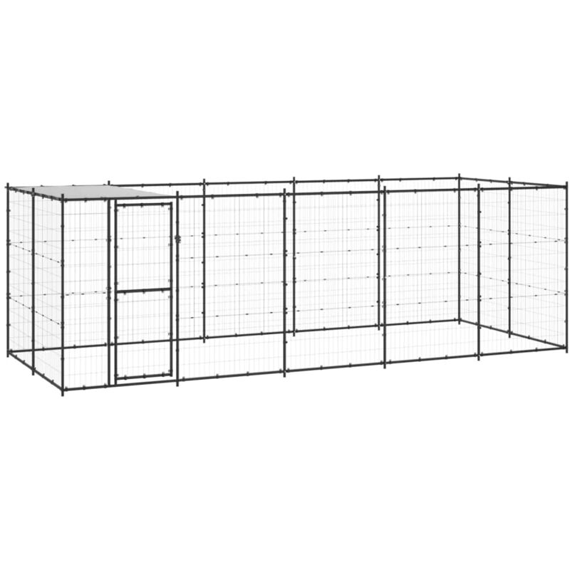 Outdoor-Hundezwinger mit Überdachung Stahl 12,1 m² - Vidaxl