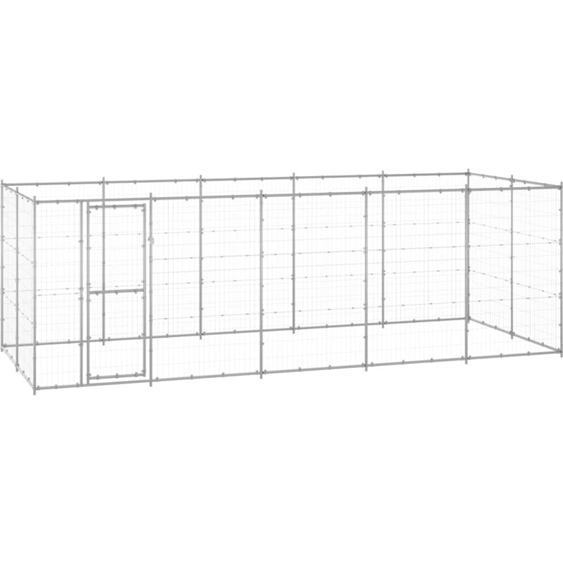 Outdoor-Hundezwinger Verzinkter Stahl 12,1 m² vidaXL