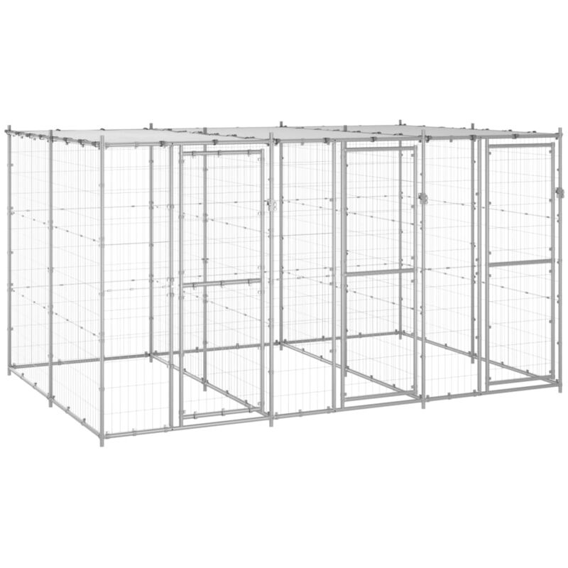 Vidaxl - Outdoor-Hundezwinger mit Überdachung Verzinkter Stahl 7,26 m²