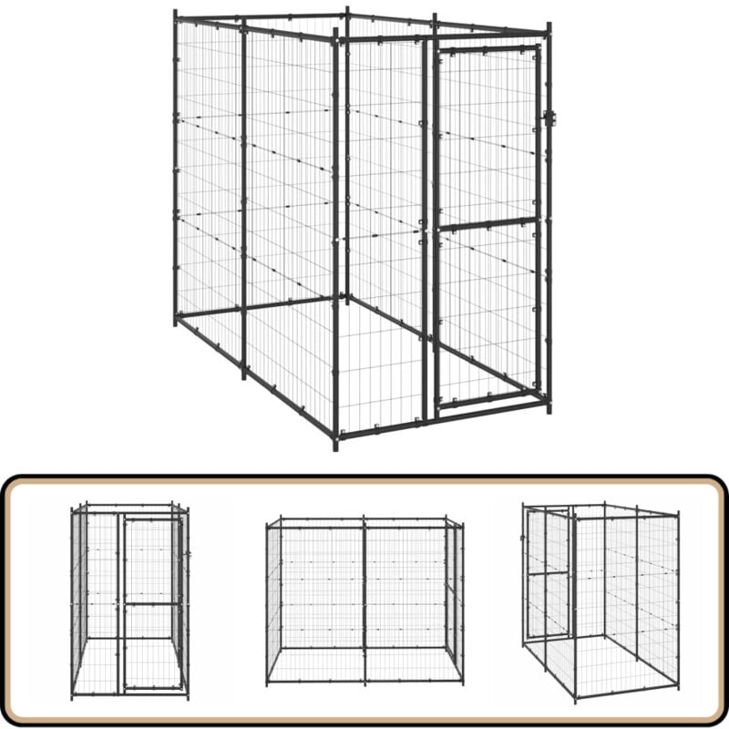 Outdoor-Hundezwinger Stahl 110x220x180 cm - Hundezwinger - Outdoor-Hundezwinger - Hundehütte - Stahlhundezwinger - Hundeauslauf