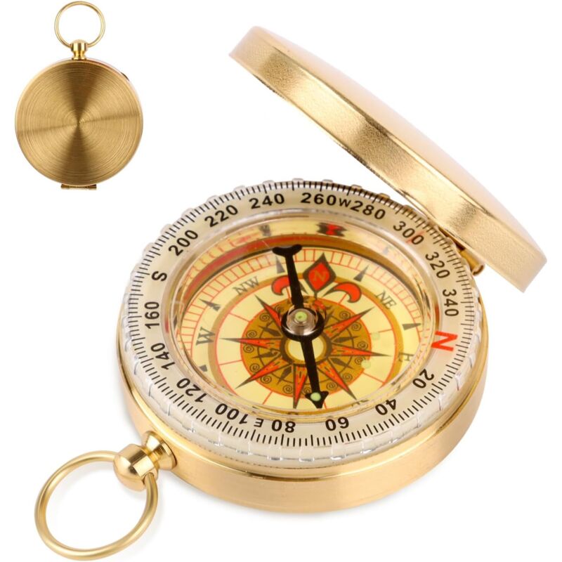Outdoor-Kompass, wasserdichter Messingkompass, Taschenkompass für Reisen, Camping, Wandern, Jagen und Outdoor-Aktivitäten, tragbarer Outdoor-Kompass