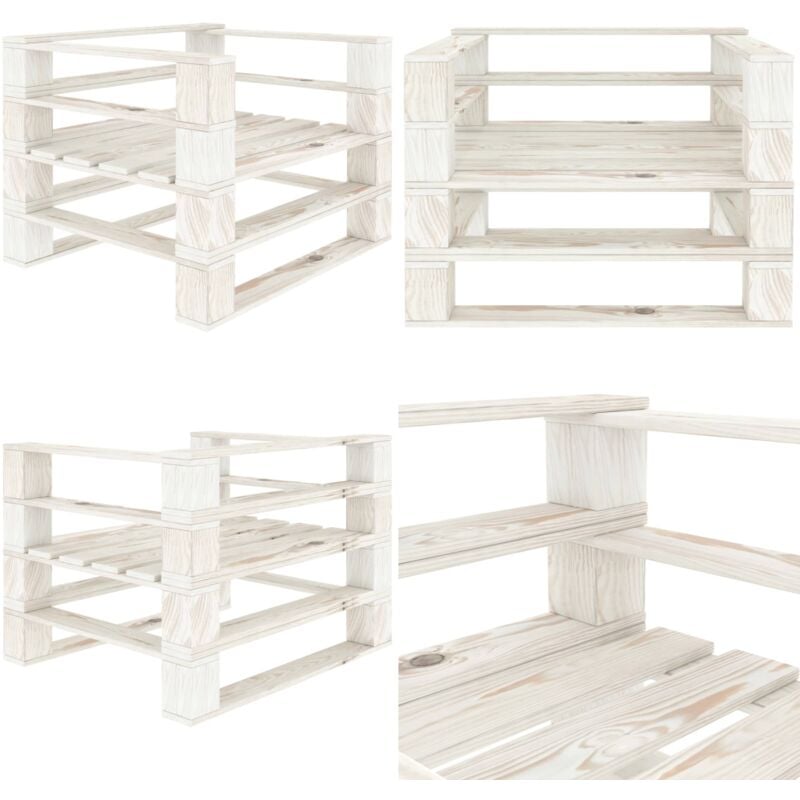 Outdoor-Sessel Paletten Holz Weiß - Gartensessel - Palettenstuhl - Holzessel - Outdoor Möbel - Gartenmöbel - Home & Living