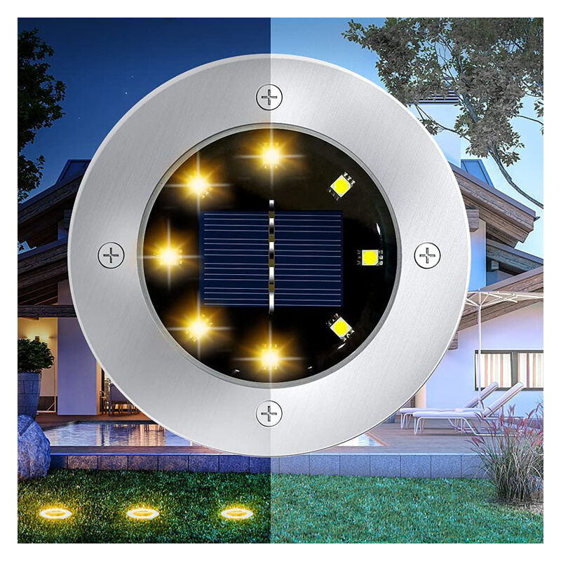 WAY - Outdoor Solar Gartenleuchten 8 led Solar Bodenleuchte Bodenstrahler Garten Dekoration IP65 Wasserdicht Rasen Weg Terrasse Outdoor 1St