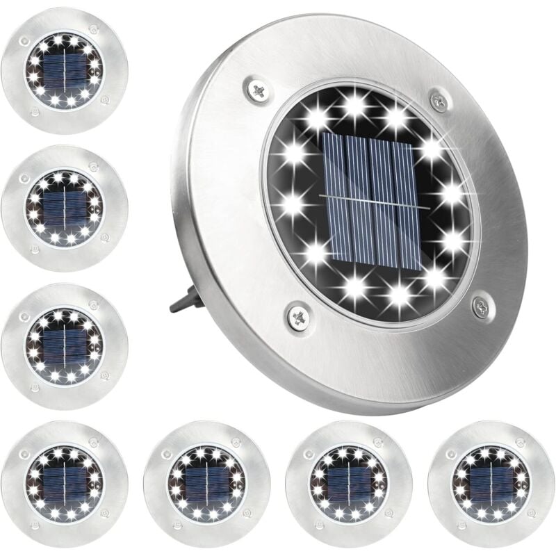 Outdoor Solar Licht Lampe 12LED Garten Boden Licht Kalte Weiße Beleuchtung Outdoor Solar Lampen Edelstahl Wasserdicht Für Rasen Hof 8 stücke