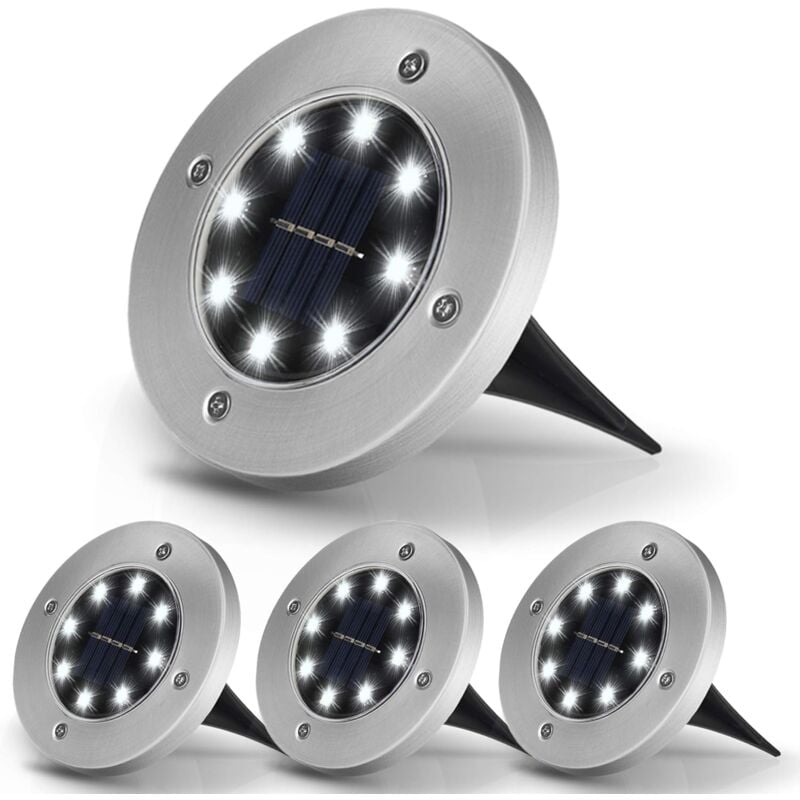 Ulisem - Outdoor Solarleuchte 8 led Solar Gartenleuchte 3000K Warmweiß Wasserdicht IP65, Outdoor led Einbaustrahler, für Outdoor, Garten, Terrasse,