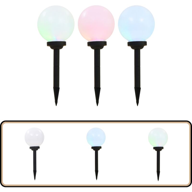 Outdoor Solarleuchten 3 Stück led Kugelförmig 20 cm rgb - Outdoor Beleuchtung - Solarleuchte - Gartenbeleuchtung - Terrasse Beleuchtung - Kugellampe