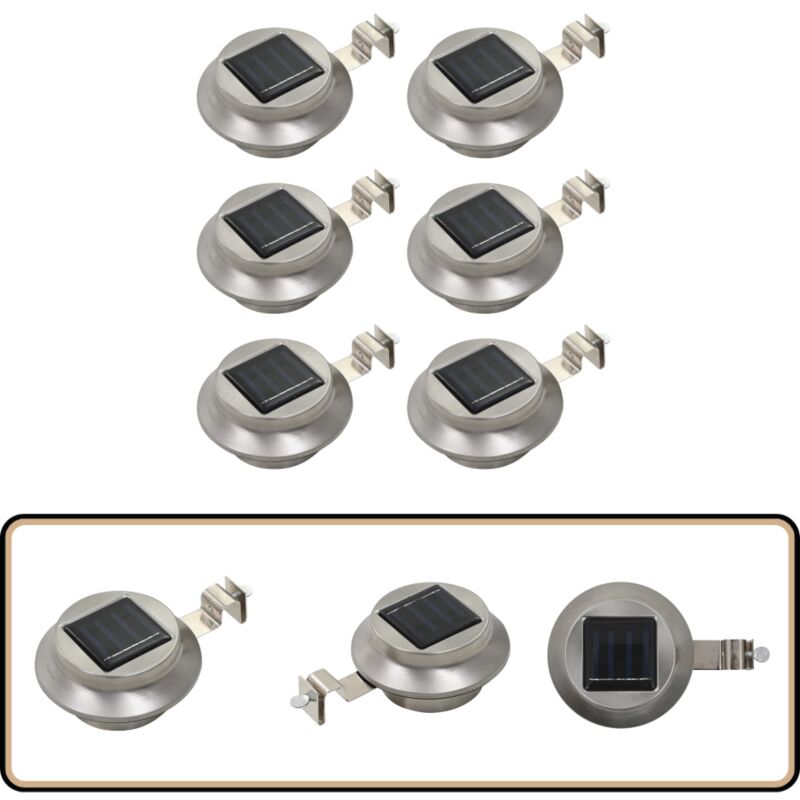 Outdoor Solarleuchten 6 Stück led Rund 12 cm Weiß - Outdoor Beleuchtung - Solarlaterne - Gartenbeleuchtung - Wandleuchte - Terrasse Beleuchtung