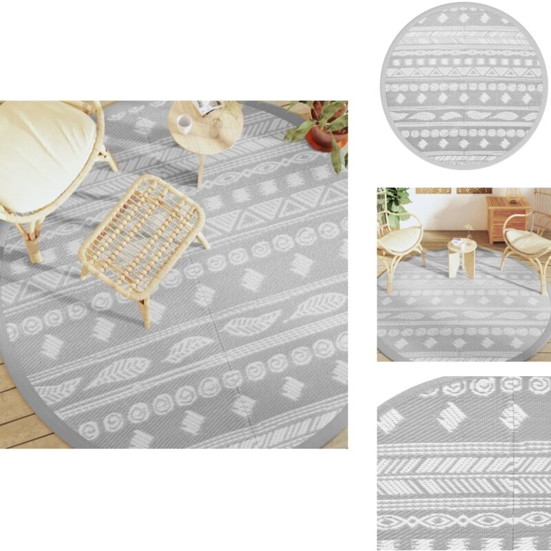 Outdoor-Teppich arakil Grau Ø200 cm pp - Outdoor-Teppich - Garten-Teppich - Balkon-Teppich - Terrassen-Teppich - Polypropylen-Teppich