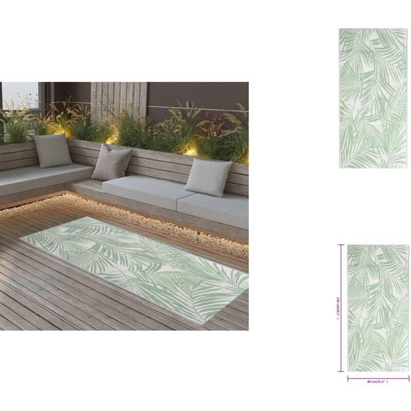 Outdoor-Teppich arakil Grün 80x150 cm pp - Außenbereich Dekoration - Balkon Teppich - Terrassen Teppich - Garten Teppich - Polypropylen Teppich