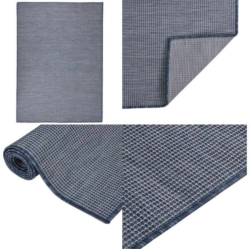 Outdoor-Teppich Flachgewebe 200x280 cm Blau - Outdoor-Teppich - Balkon-Teppich - Terrassen-Teppich - Flachgewebe-Teppich - Wetterfest - Home & Living