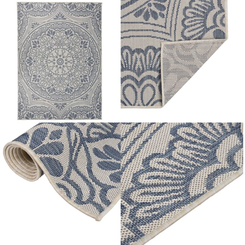 Vidaxl - Outdoor-Teppich Flachgewebe 200x280 cm Blaues Muster - Outdoor-Teppich - Balkon-Teppich - Terrassen-Teppich - Kunststoff-Teppich