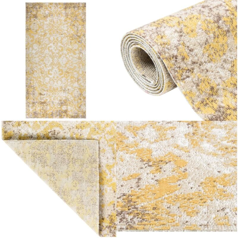 Outdoor-Teppich Flachgewebe 80x150 cm Gelb - Außenbereich Dekoration - Garten Teppich - Balkon Teppich - Terrassen Teppich - Gelber Teppich - Home &