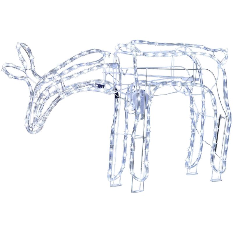 Outdoor led Weihnachtsbeleuchtung Weiß Metall 53 cm Animiert in Rehform mit Stromanschluss zum Aufstellen für Außen Deko Adventsdekoration