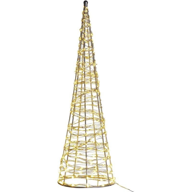 Outdoor Weihnachtsbeleuchtung led Tannenbaum Silber Eisen 57 cm mit Stromanschluss Weihnachtsdeko für Innen Außen